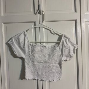 Me to We White Smocked Crop Top